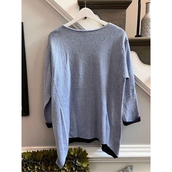 J. Jill Dark & Light Blue Shark Bite Sweater sz M EUC - Picture 4 of 6
